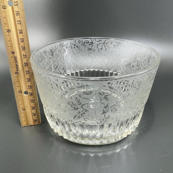 Antique Paden City Spring Orchard Ice Bucket Bowl Dish Clear Frosted Etched VTG - Picture 2 of 13